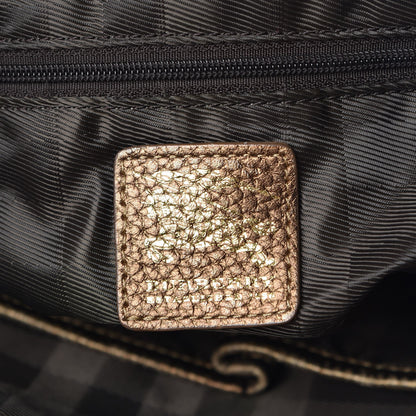 Burberry Metallic Calfskin Nova Check Medium Tote Gold 6 of 12