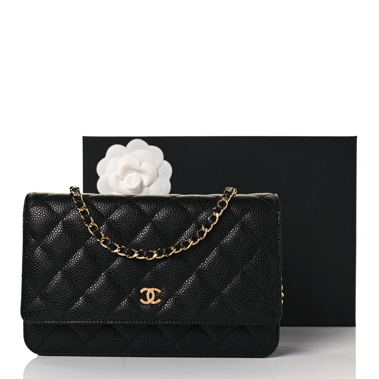 Caviar Quilted Wallet On Chain WOC Black