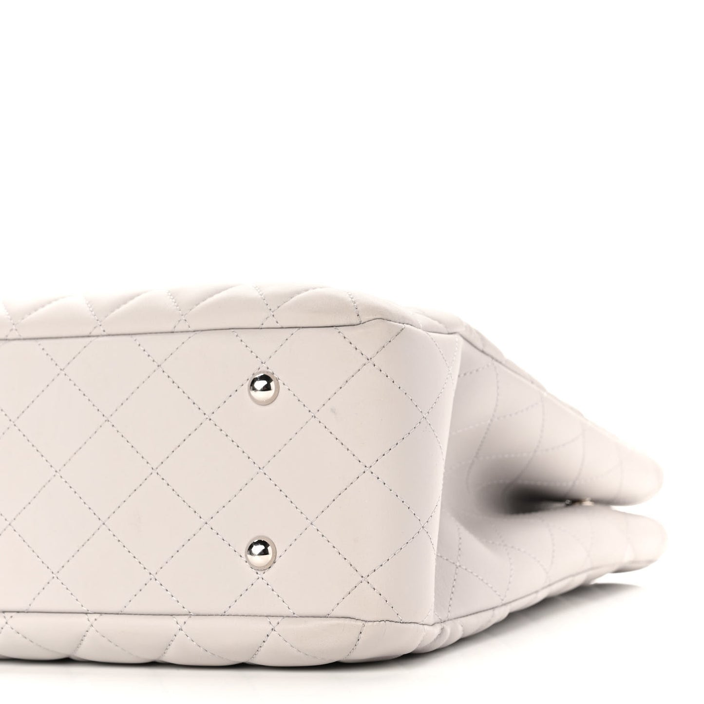 Calfskin Quilted Large Classic Shopping Tote Grey