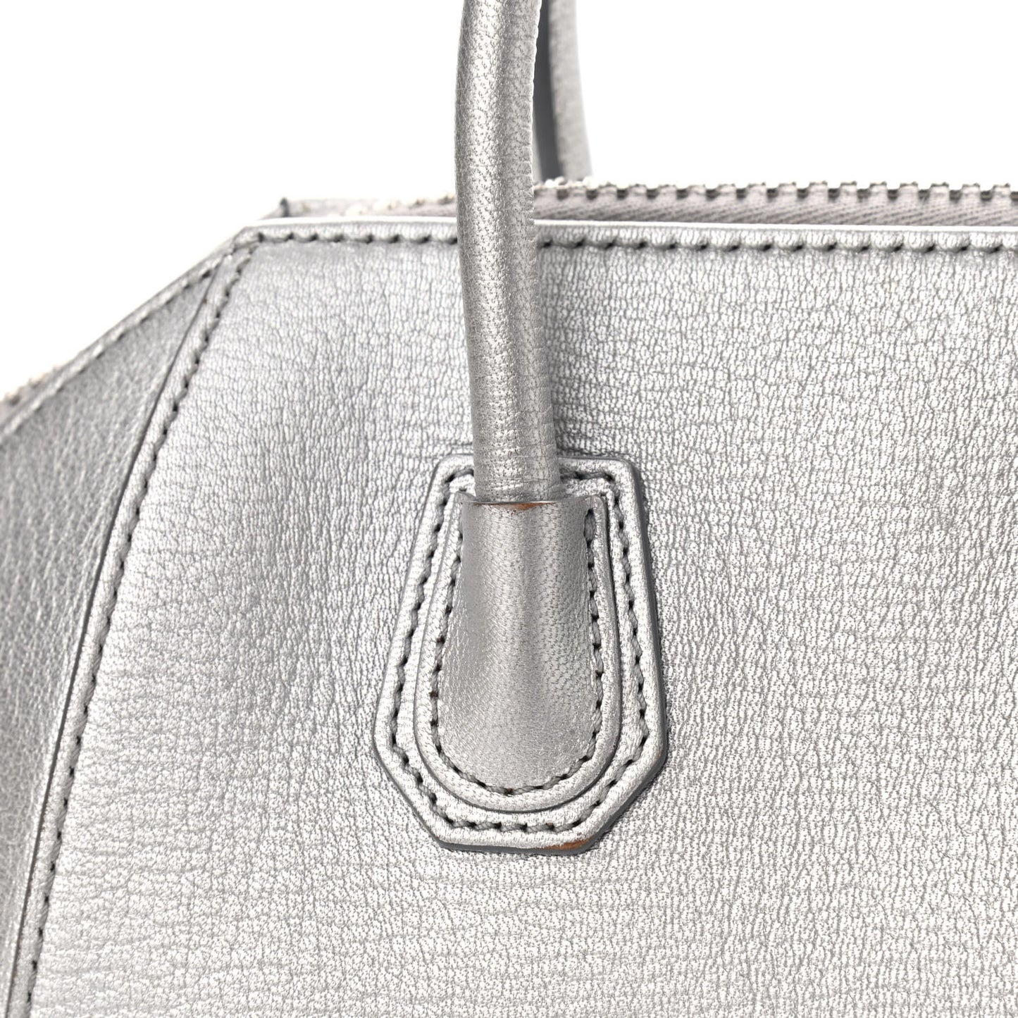 Metallic Sugar Goatskin Mini Antigona Silver