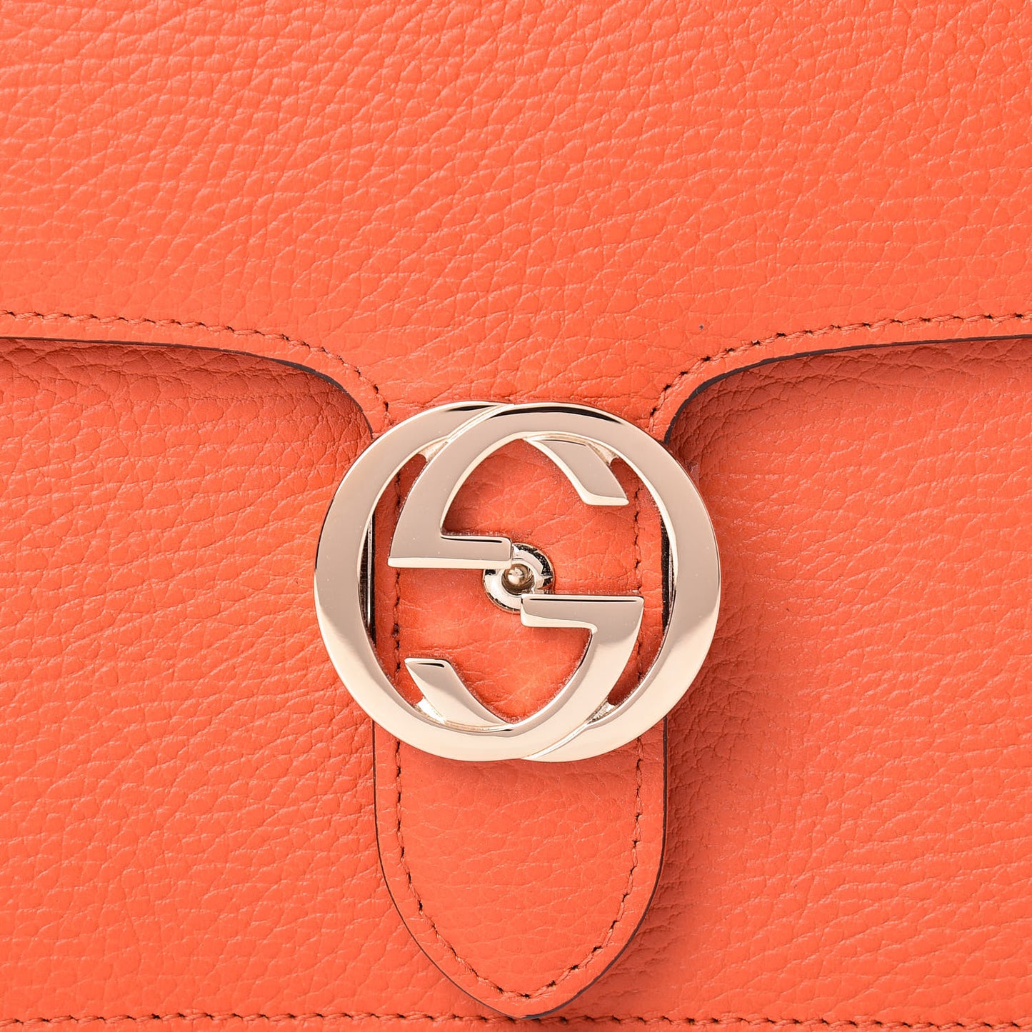 Dollar Calfskin Interlocking G Shoulder Bag Sun Orange