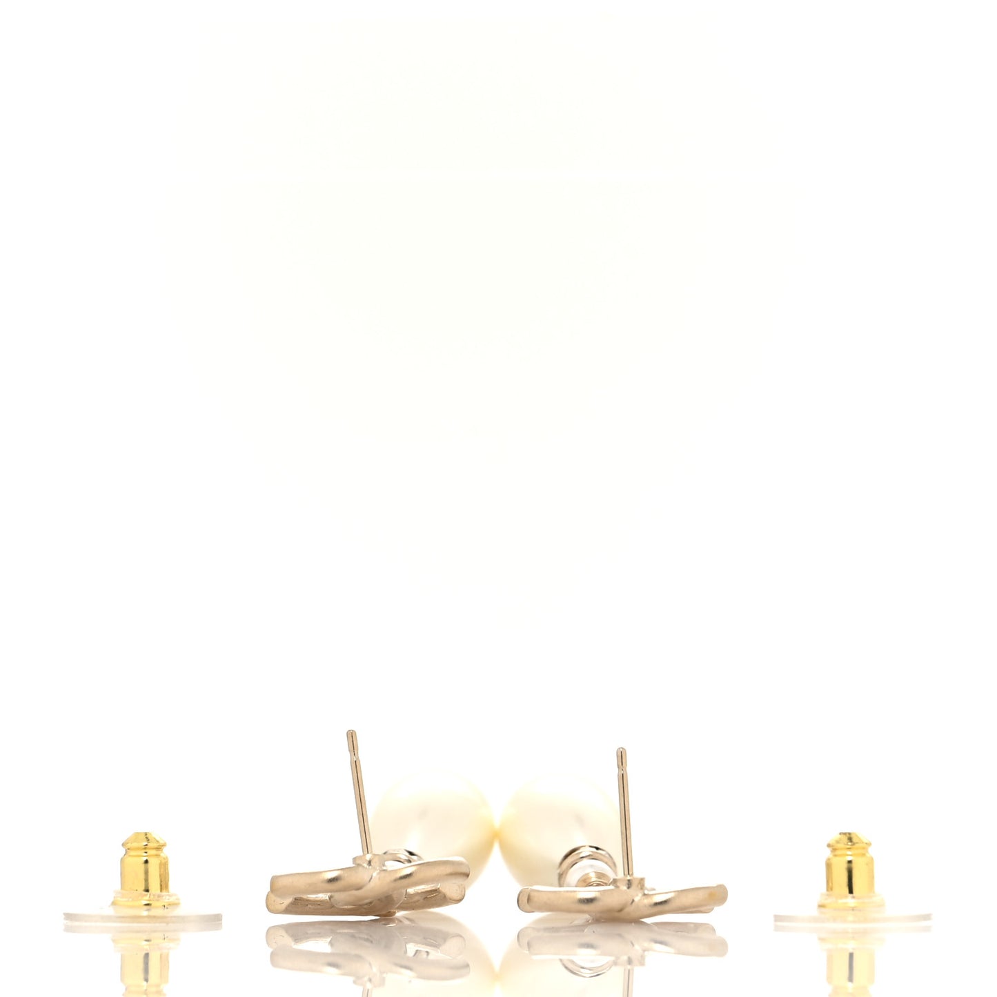 Pearl Crystal CC Drop Earrings Gold