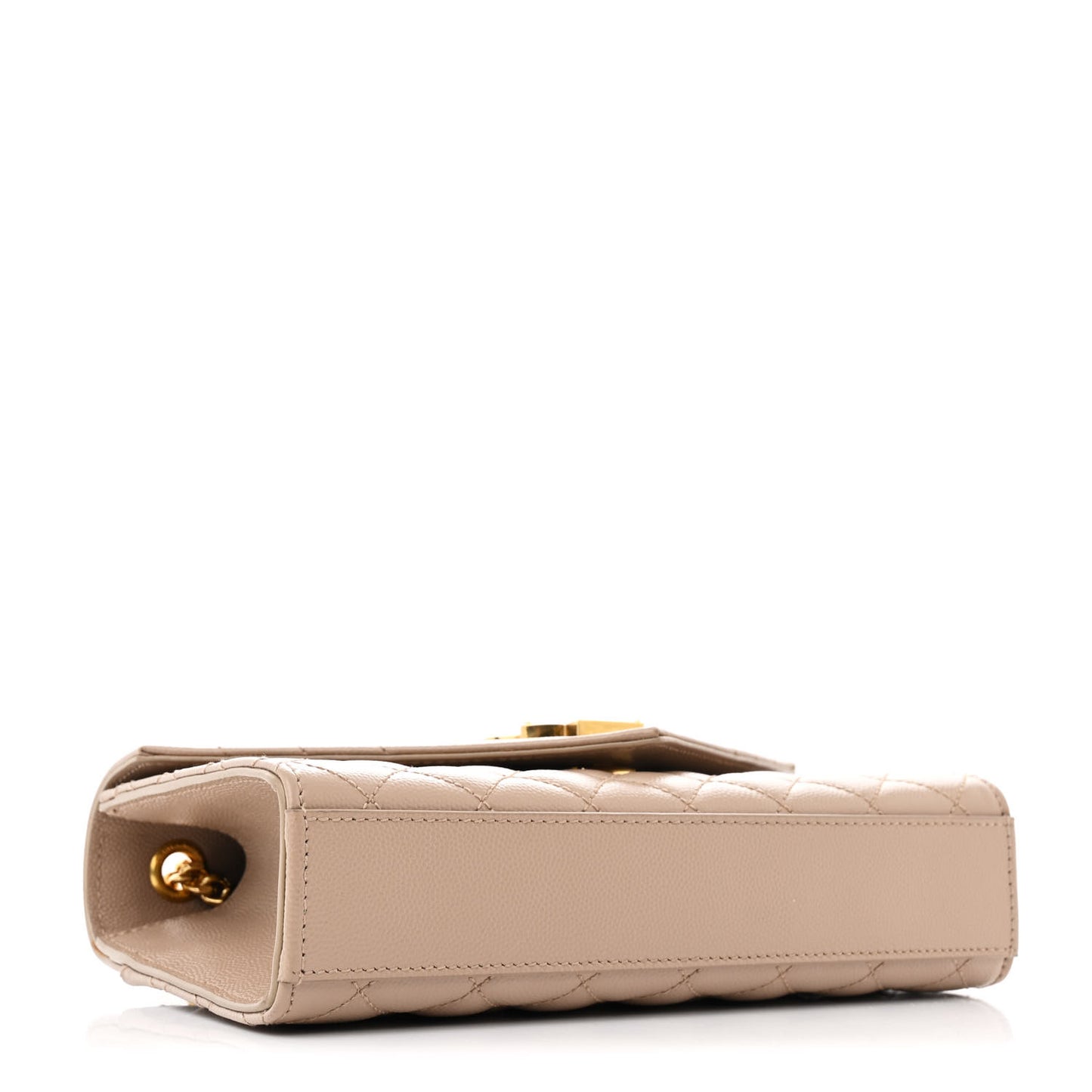 Grain De Poudre Textured Mixed Matelasse Triquilt Small Monogram Satchel Dark Beige