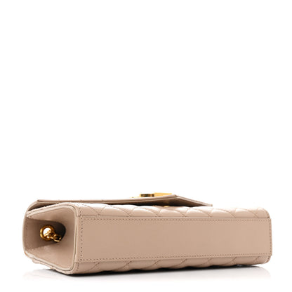 Saint Laurent Grain De Poudre Textured Mixed Matelasse Triquilt Small Monogram Satchel Dark Beige 4 of 11