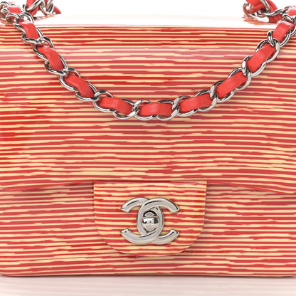 Chanel Patent Calfskin Striped Mini Square Flap Red 8 of 10