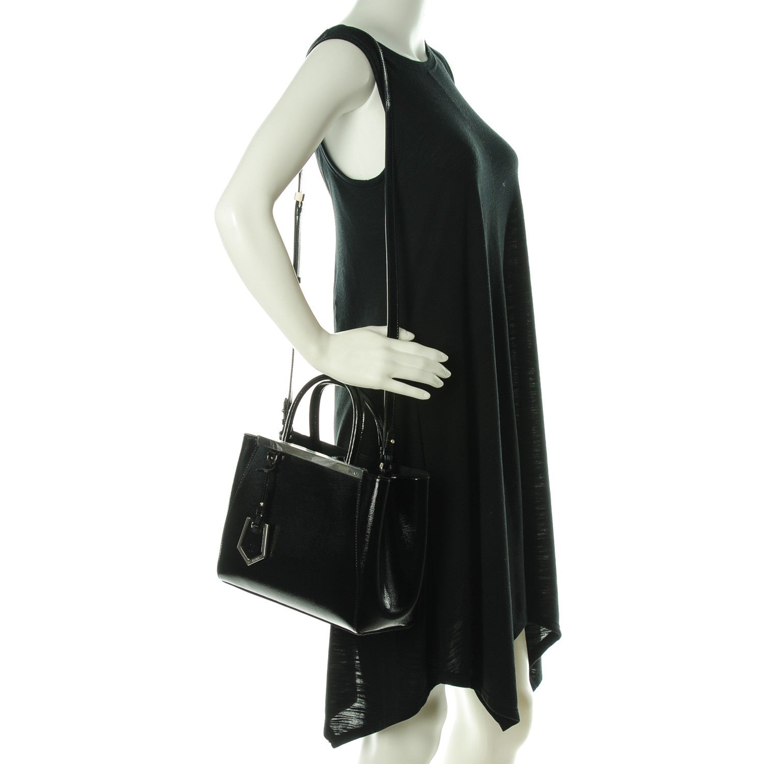Fendi Patent Vitello Elite Petite 2Jours Tote Black 2 of 9