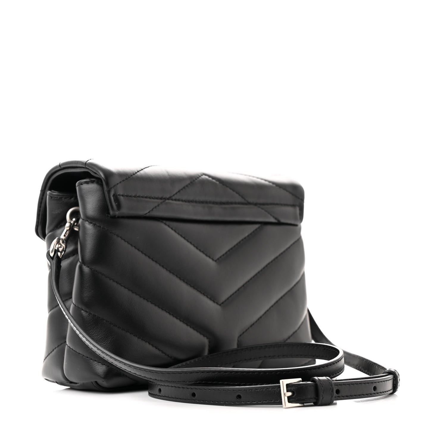 Calfskin Y Quilted Monogram Toy Loulou Crossbody Bag Black