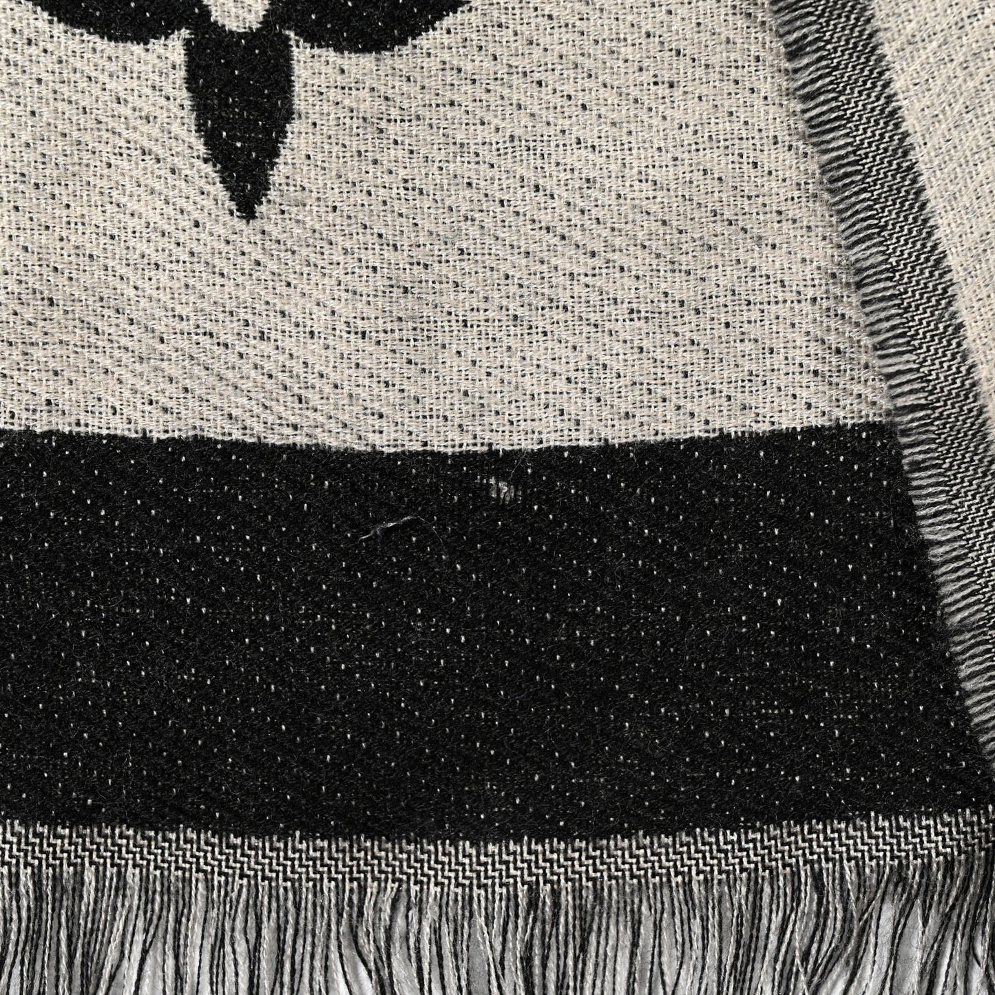 Silk Wool Monogram Miss LV Stole Black