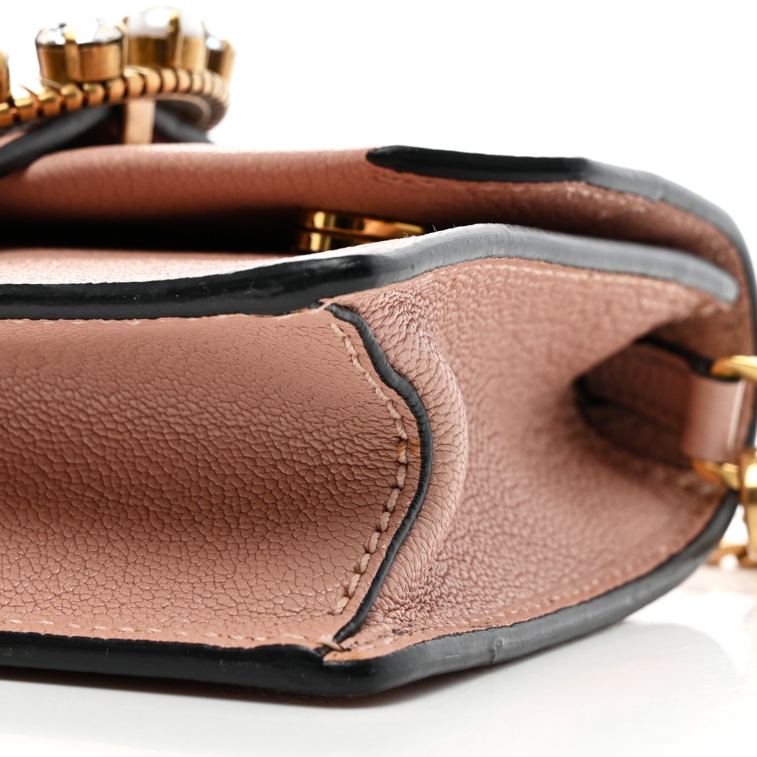 Miu Miu Goatskin Madras Soft Calfskin Crystal Pearl Embellished Shoulder Bag Orchidea 10 of 14