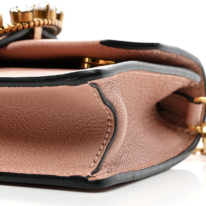 Miu Miu Goatskin Madras Soft Calfskin Crystal Pearl Embellished Shoulder Bag Orchidea 10 of 14
