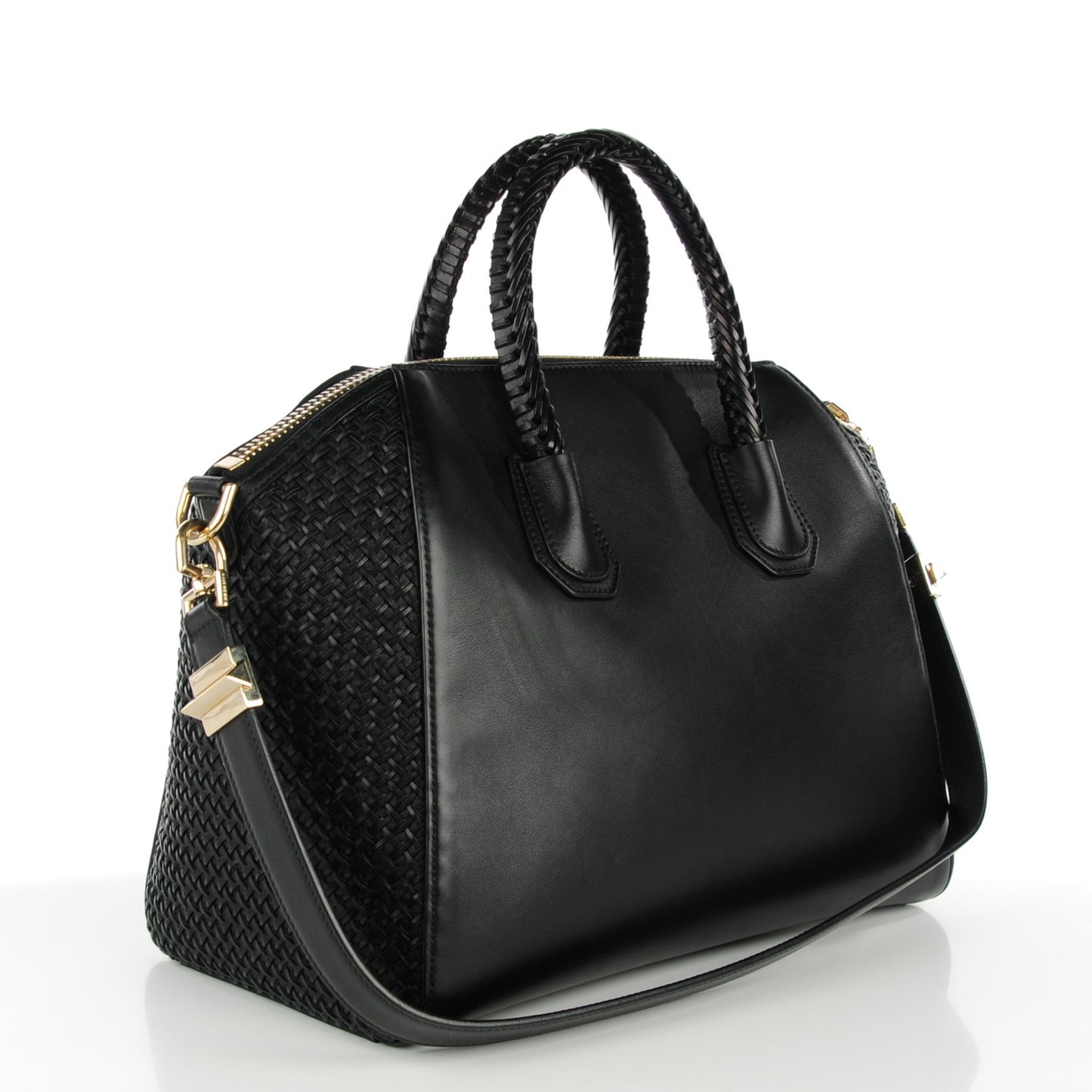 Smooth Calfskin Woven Medium Antigona Black