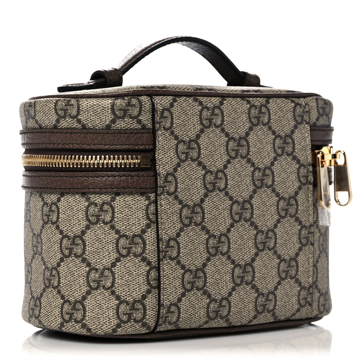 Gucci GG Supreme Monogram Textured Calfskin Web Ophidia Vanity Cosmetic Case Beige Ebony New Acero 3 of 12
