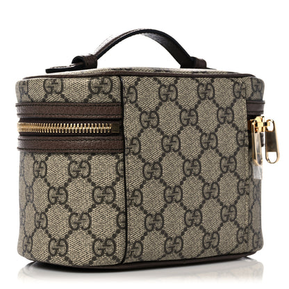 Gucci GG Supreme Monogram Textured Calfskin Web Ophidia Vanity Cosmetic Case Beige Ebony New Acero 3 of 12