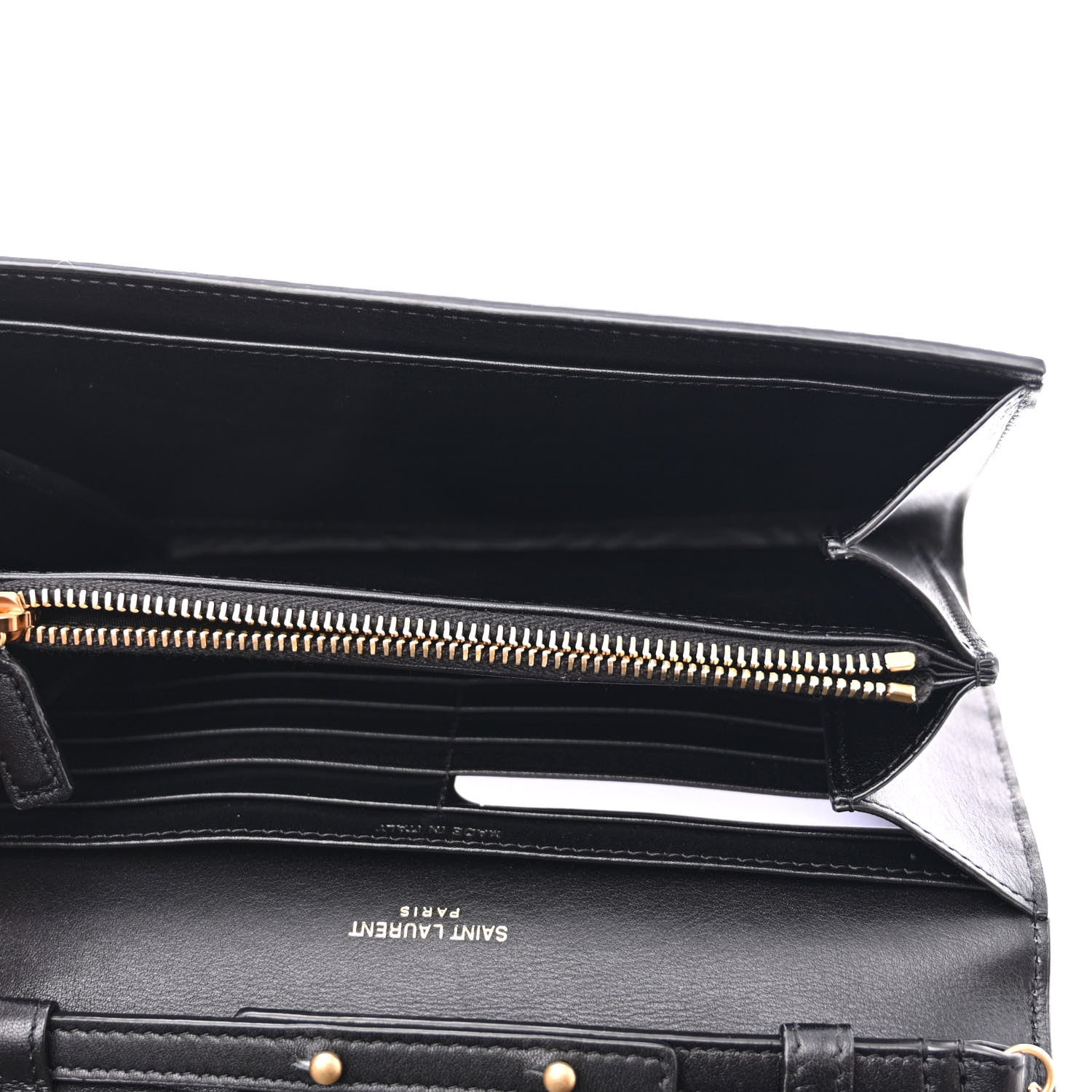 Saint Laurent Embossed Monogram Chain Wallet Black 5 of 10