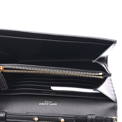 Saint Laurent Embossed Monogram Chain Wallet Black 5 of 10