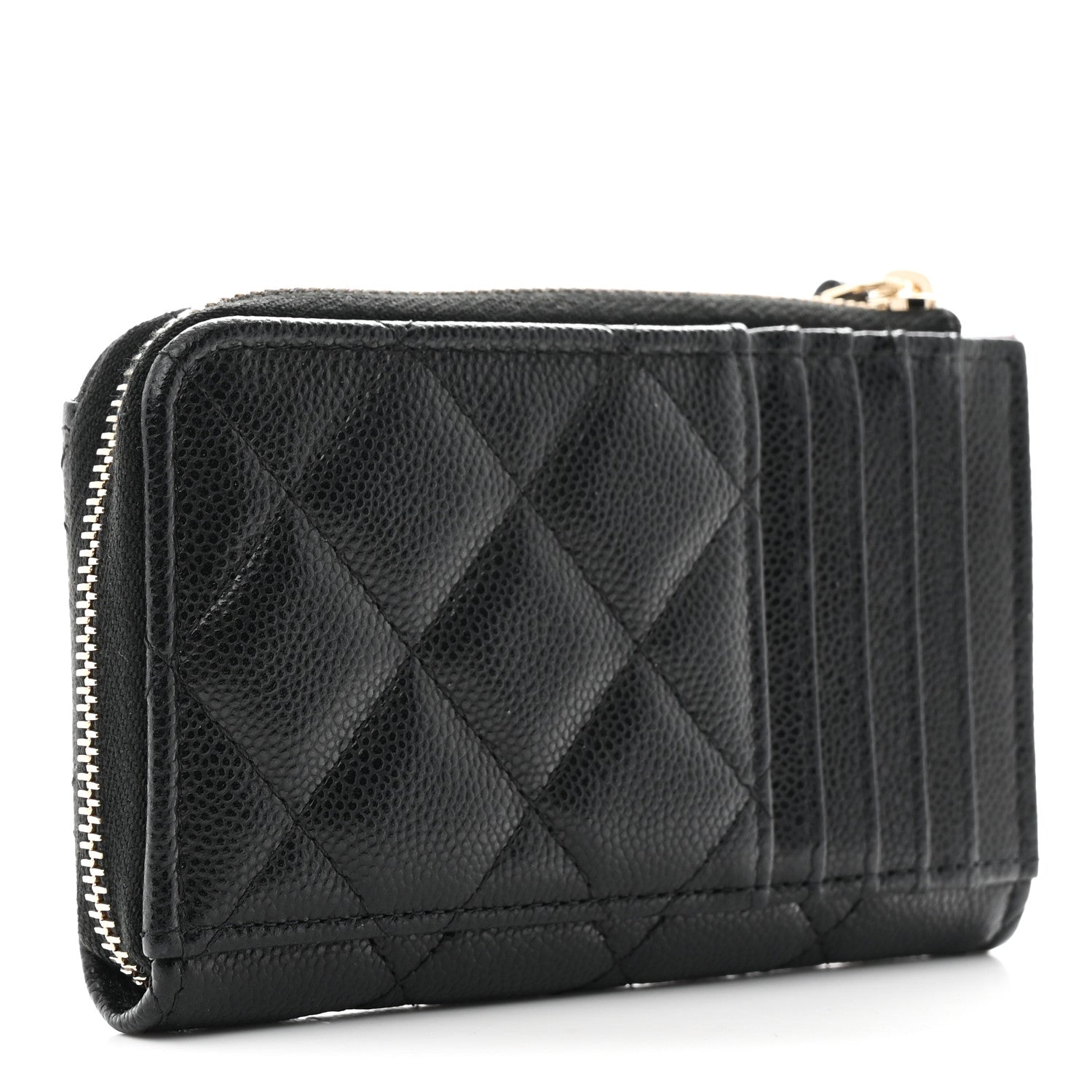 Chanel Caviar Quilted CC Zip Around Card Holder Black 3 of 8