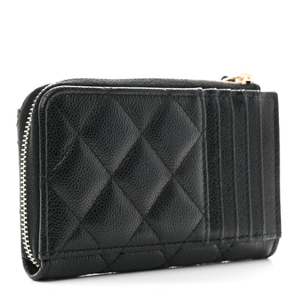 Chanel Caviar Quilted CC Zip Around Card Holder Black 3 of 8