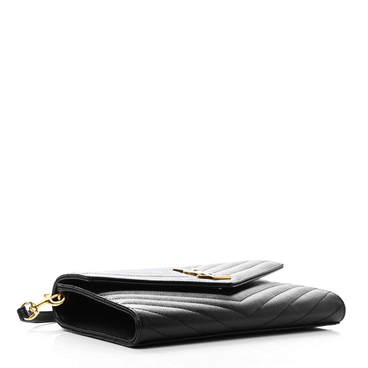 Grain De Poudre Matelasse Chevron Monogram Envelope Clutch Black