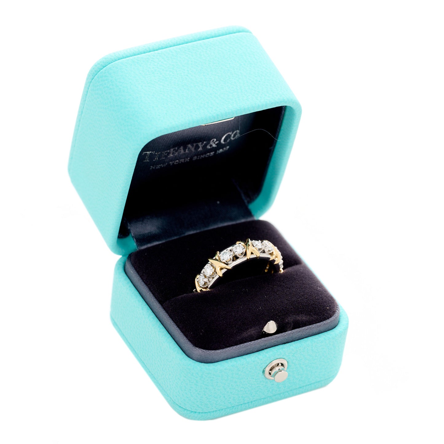 Platinum 18K Yellow Gold Diamond Schlumberger Sixteen Stone Ring 54 7