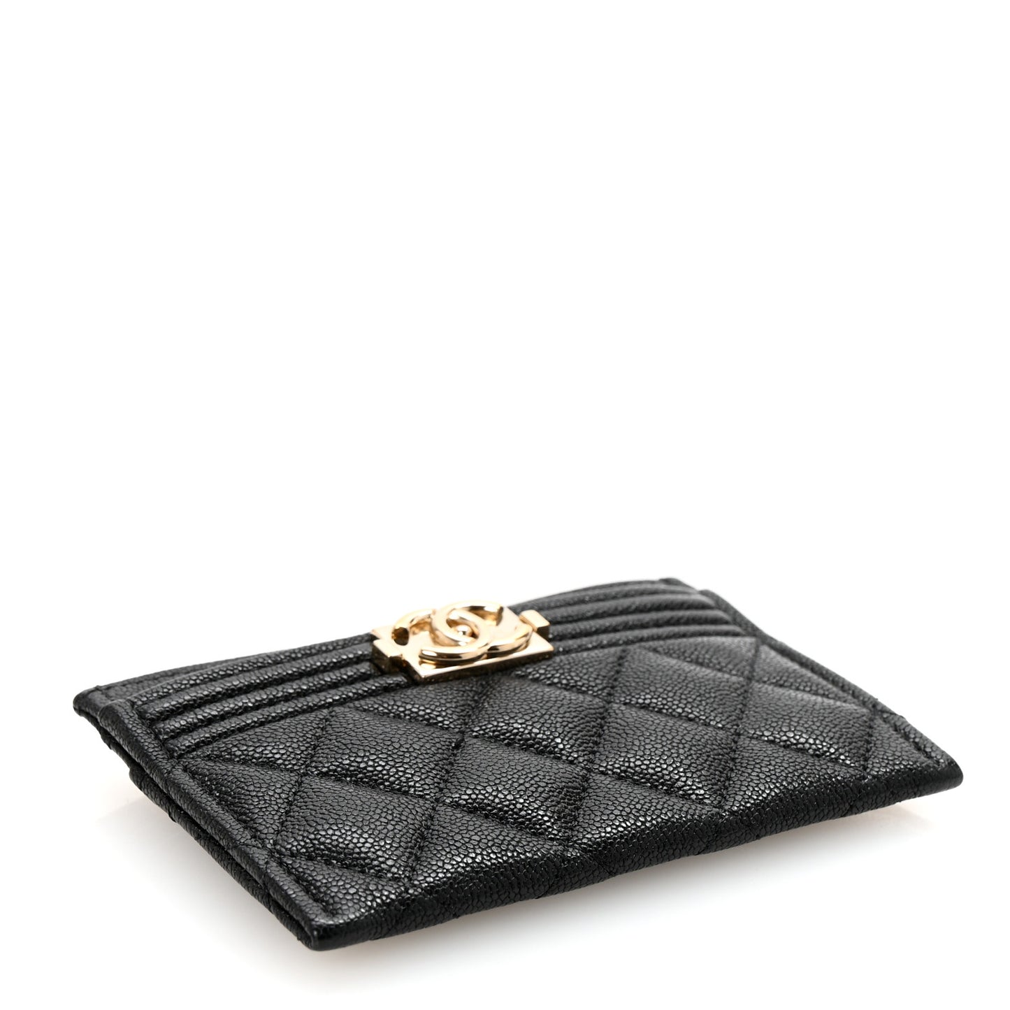 Caviar Quilted Boy Card Holder Black