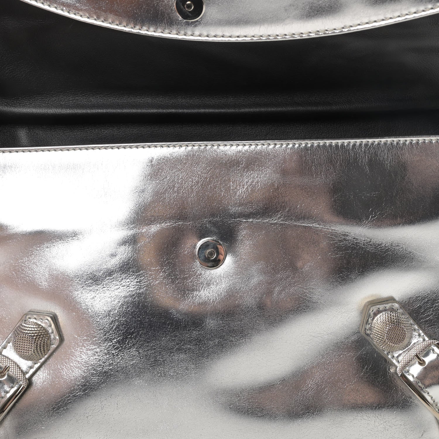 Balenciaga Laminated Calfskin Giant 21 Silver Hardware Envelope Clutch Silver 11 of 15