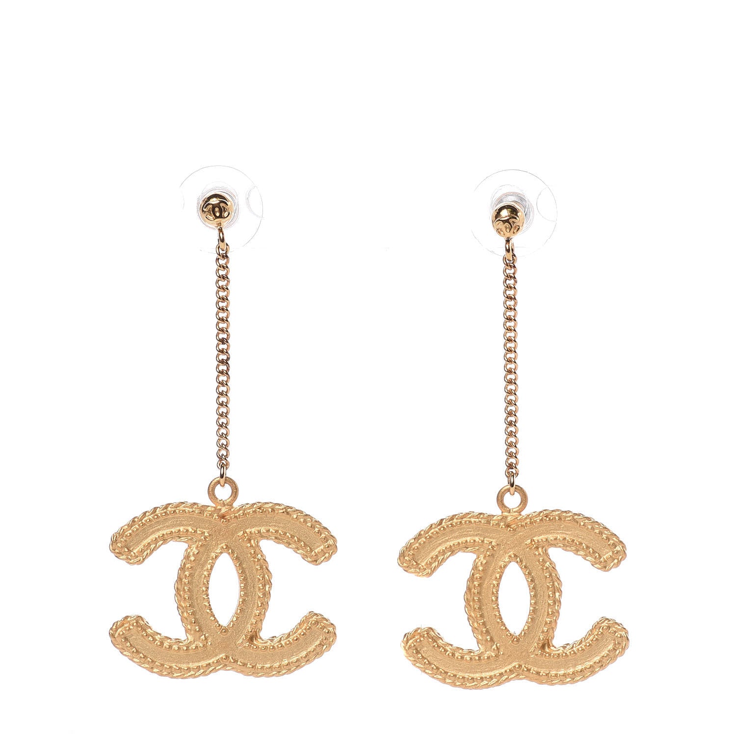 Chanel CC Drop Earrings Matte Gold 1 of 4