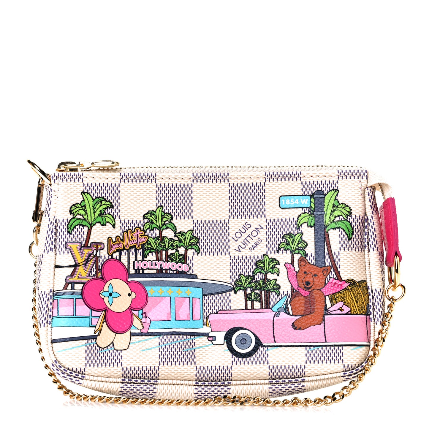 Damier Azur 2021 Christmas Animation Hollywood Mini Pochette Accessories Fuchsia