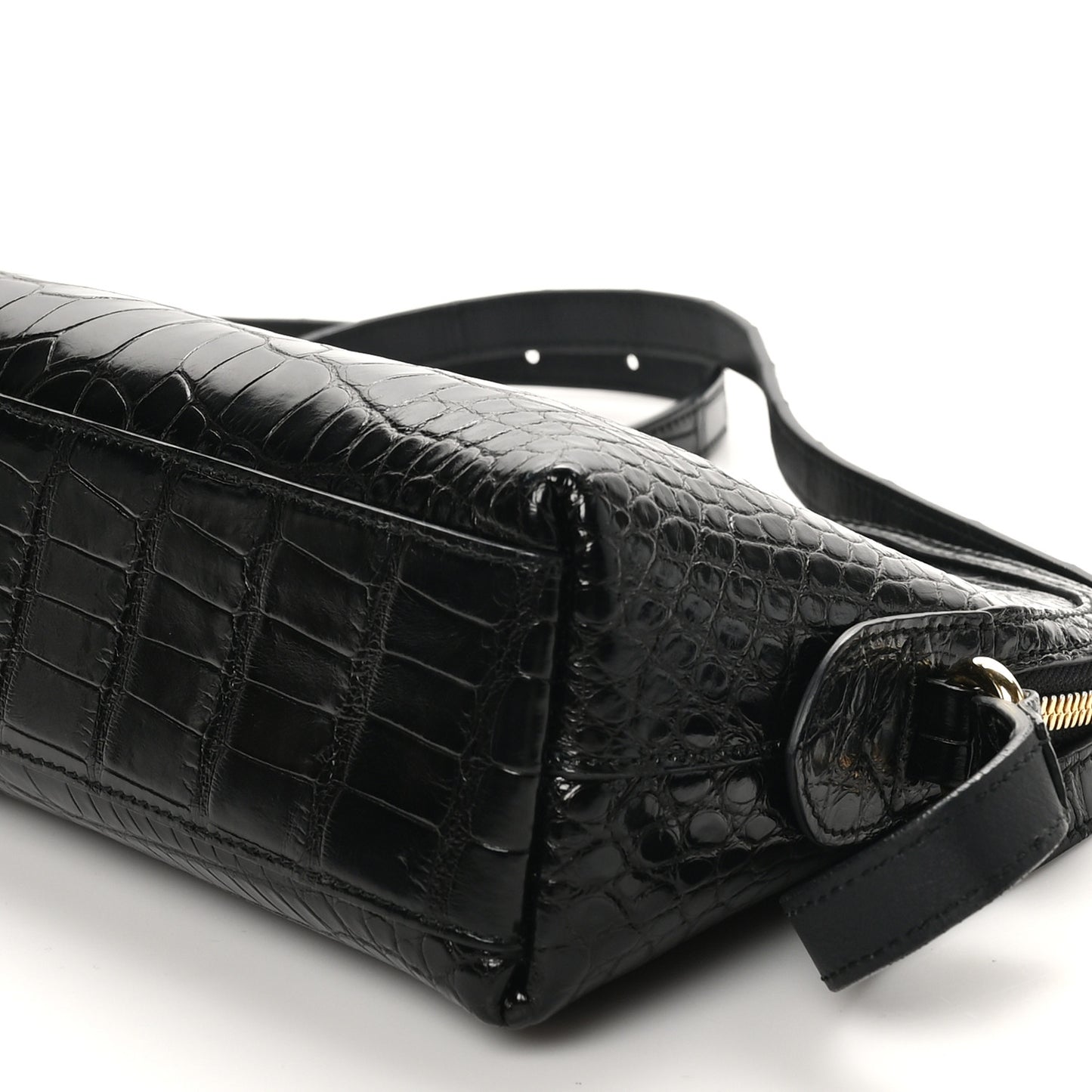Alligator Small GG Charm Dome Bag Black
