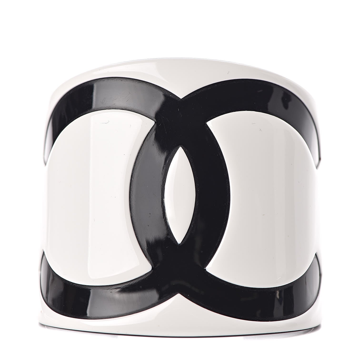 Chanel Resin CC Cuff White Black 1 of 5