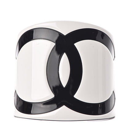 Chanel Resin CC Cuff White Black 1 of 5