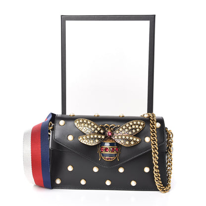 Gucci Nappa Pearl Studded Mini Queen Margaret Broadway Shoulder Bag Black 11 of 11