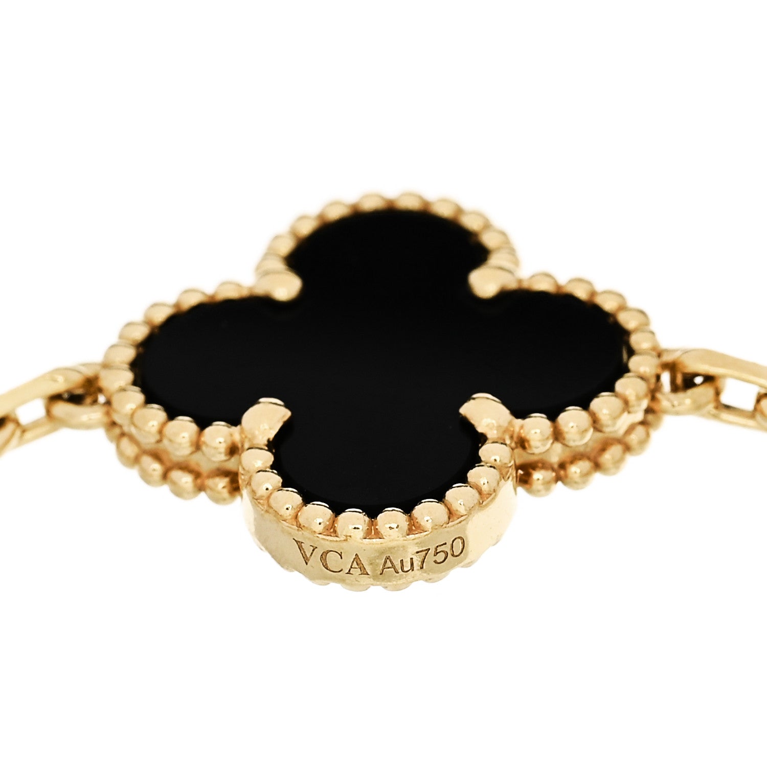 Van Cleef & Arpels 18K Yellow Gold Black Onyx 5 Motifs Vintage Alhambra Bracelet 4 of 5