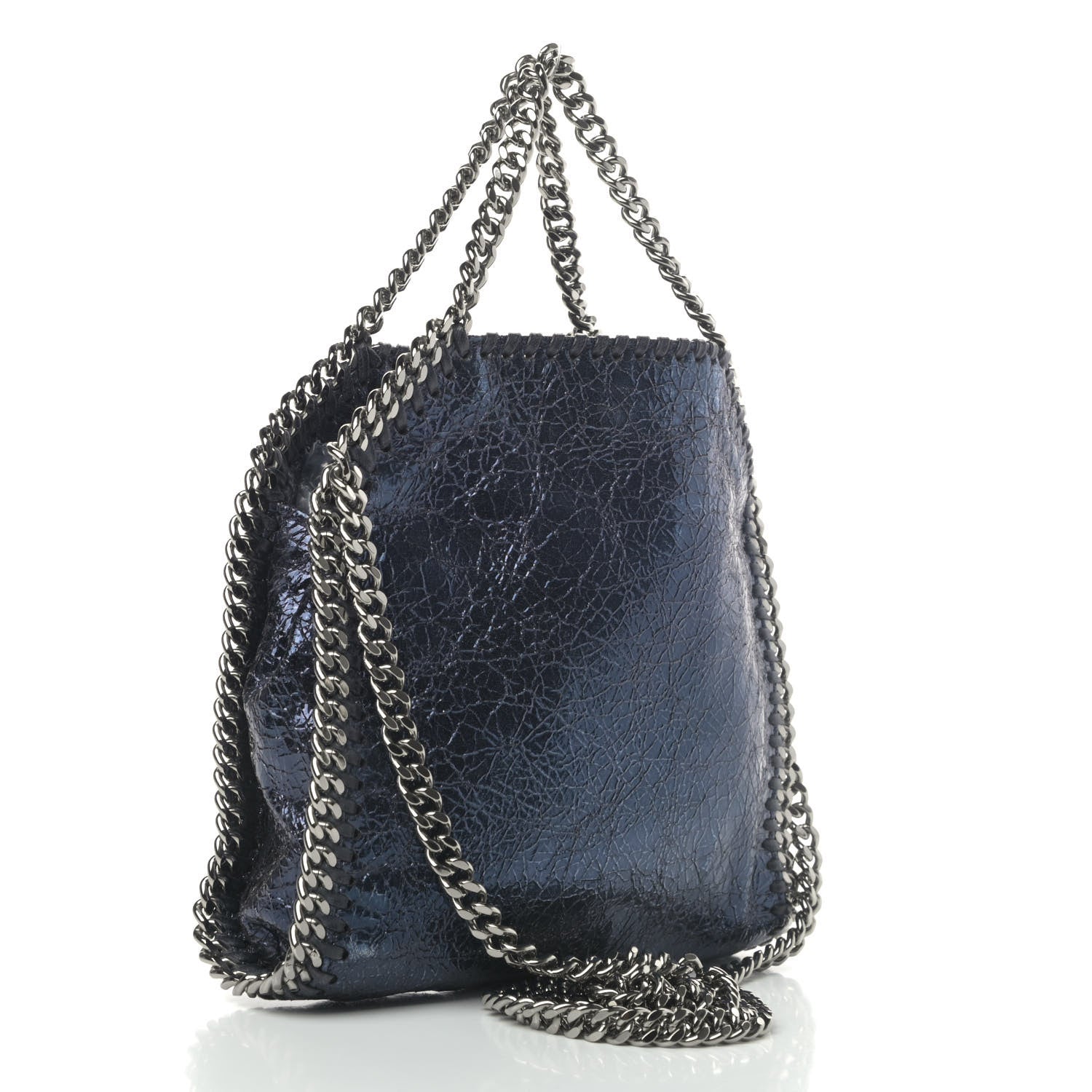 Stella McCartney Metallic Crackle Tiny Falabella Tote Navy 2 of 4