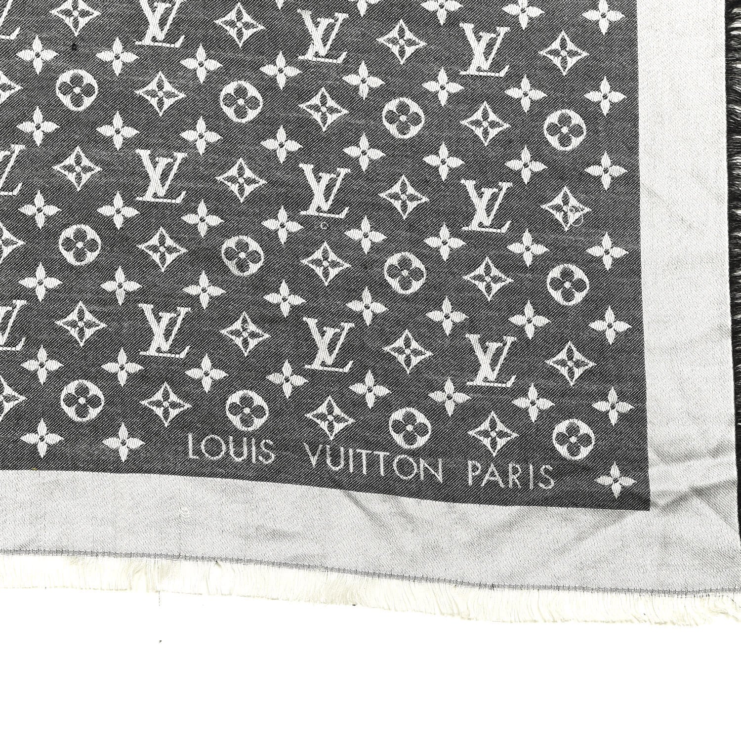 Louis Vuitton Silk Wool Monogram Denim Shawl Black 2 of 5