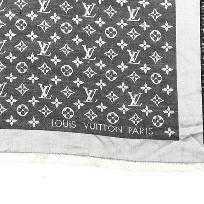Louis Vuitton Silk Wool Monogram Denim Shawl Black 2 of 5