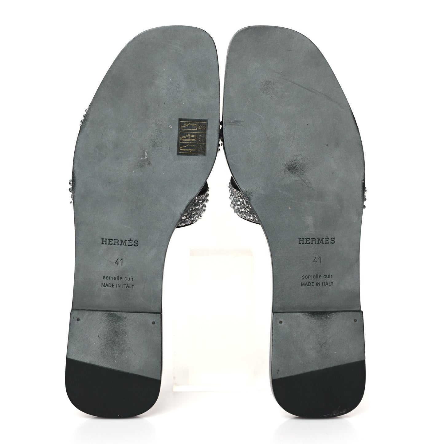 Velvet Goatskin Crystal Beads Oran Sandals 41 Gris Argente