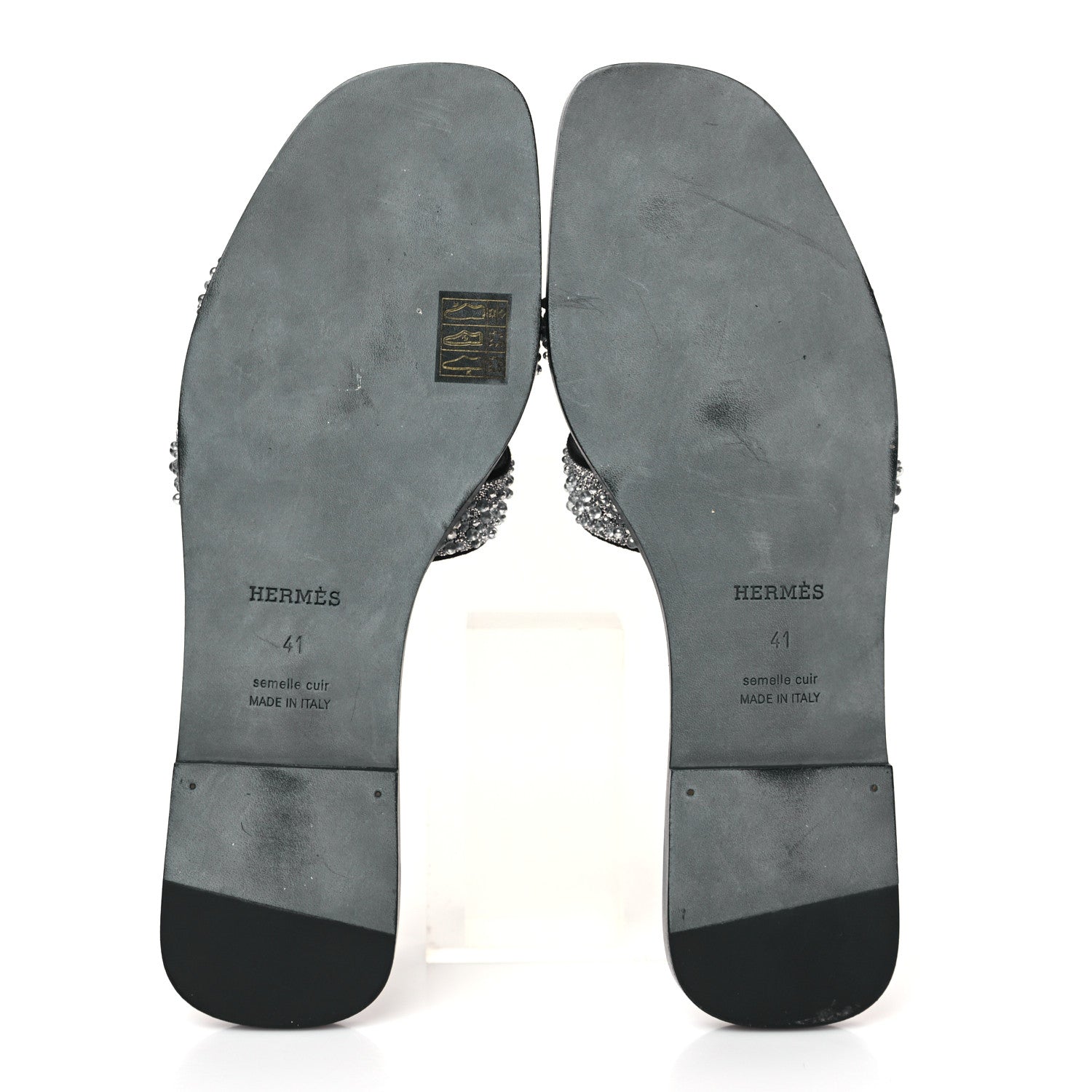 Hermes Velvet Goatskin Crystal Beads Oran Sandals 41 Gris Argente 5 of 8