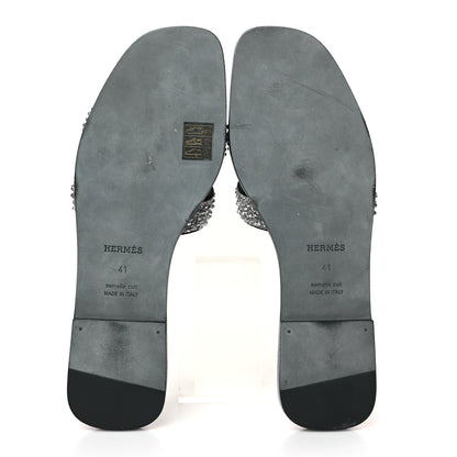 Hermes Velvet Goatskin Crystal Beads Oran Sandals 41 Gris Argente 5 of 8
