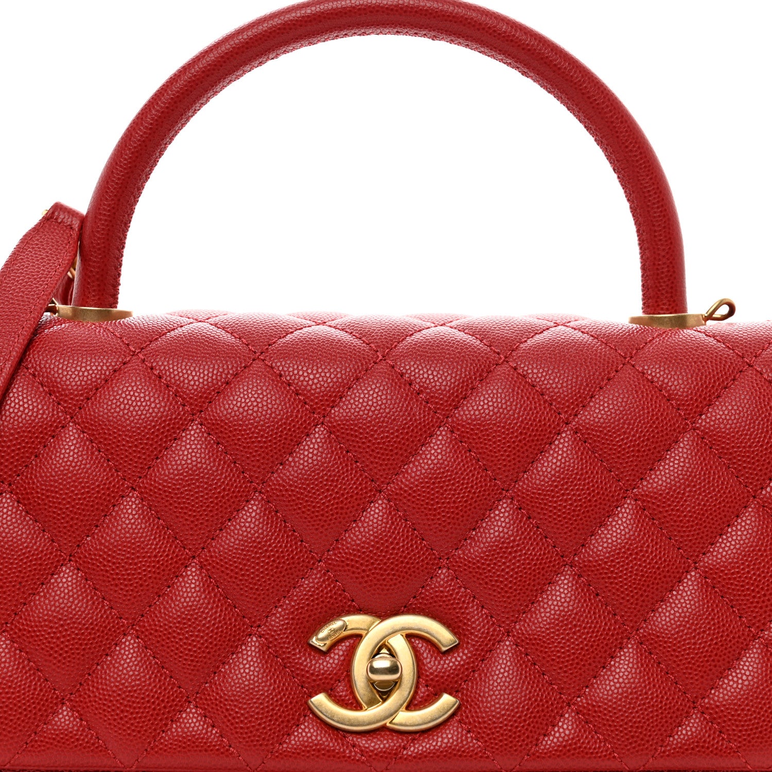 Chanel Caviar Quilted Small Coco Handle Flap Red 5 of 10