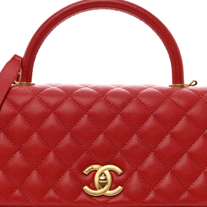 Chanel Caviar Quilted Small Coco Handle Flap Red 5 of 10