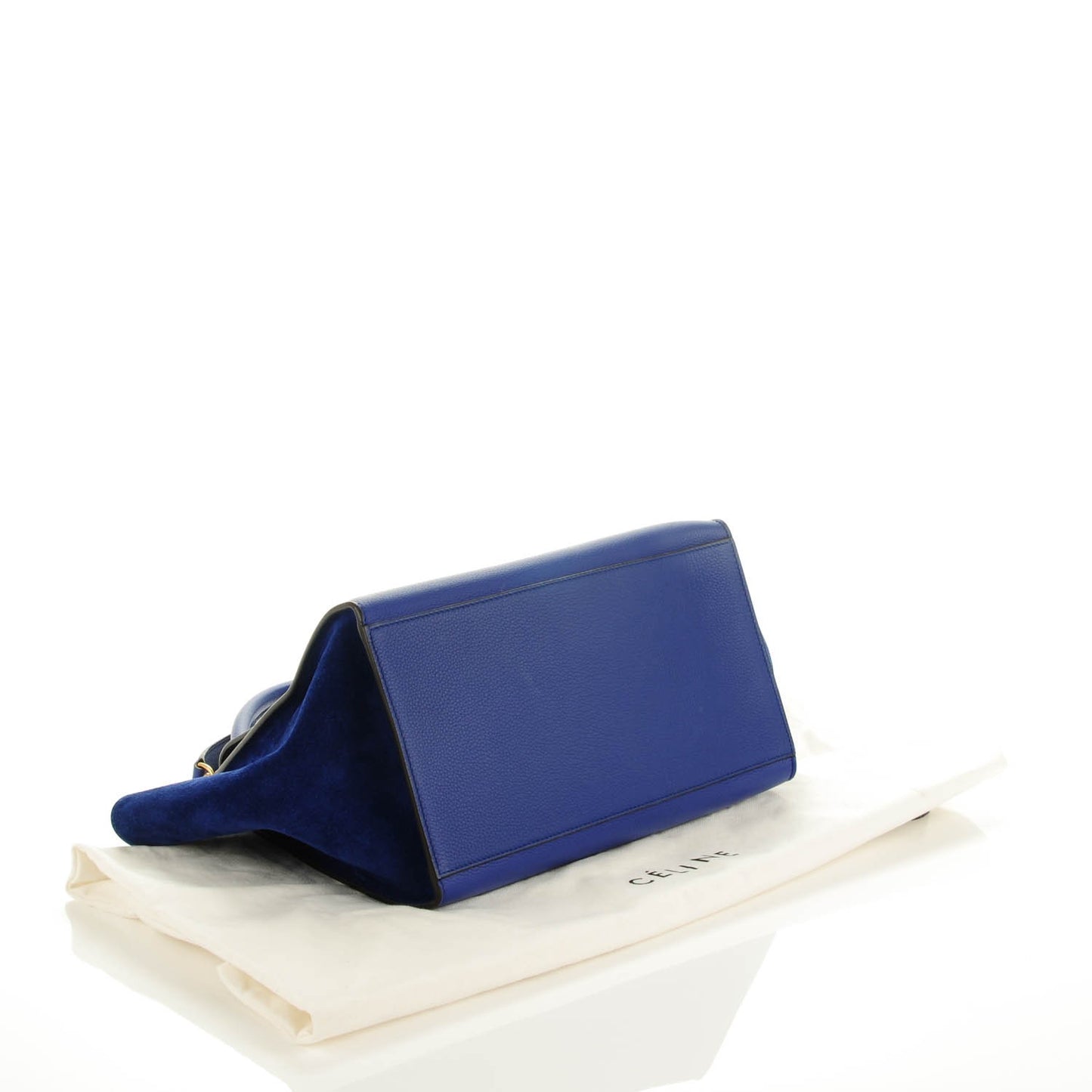 Drummed Calfskin Suede Medium Trapeze Indigo