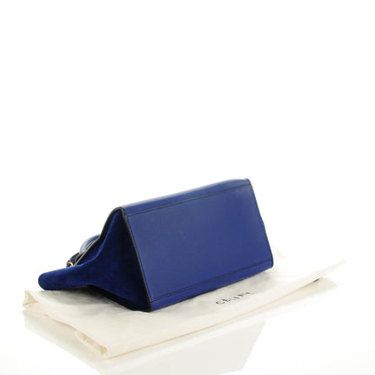 Celine Drummed Calfskin Suede Medium Trapeze Indigo 4 of 7