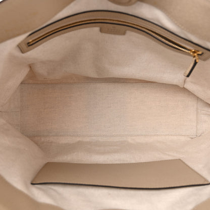 Gucci GG Supreme Monogram Textured Dollar Calfskin Web Medium Ophidia Shopping Tote Beige Mystic White Oatmeal 5 of 11