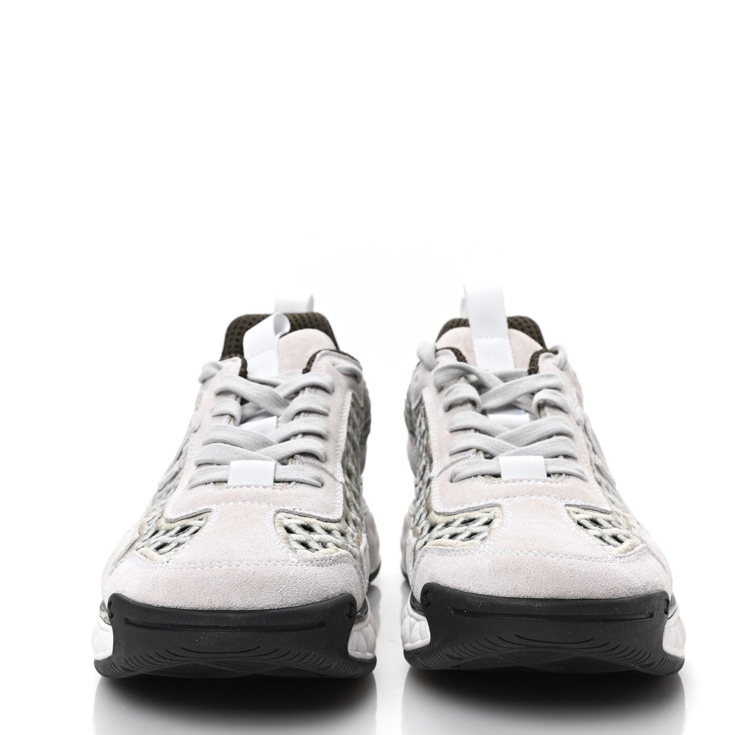 Suede Calfskin Embroidered CC Sneakers 40 Ecru Light Gray
