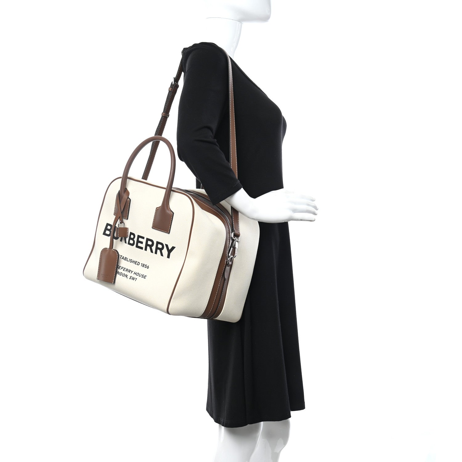 Burberry Cotton Canvas Small Logo Cube Bag Natural Tan 2 of 9