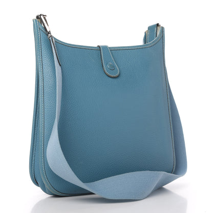 Hermes Taurillon Clemence Evelyne PM Blue Jean 3 of 10