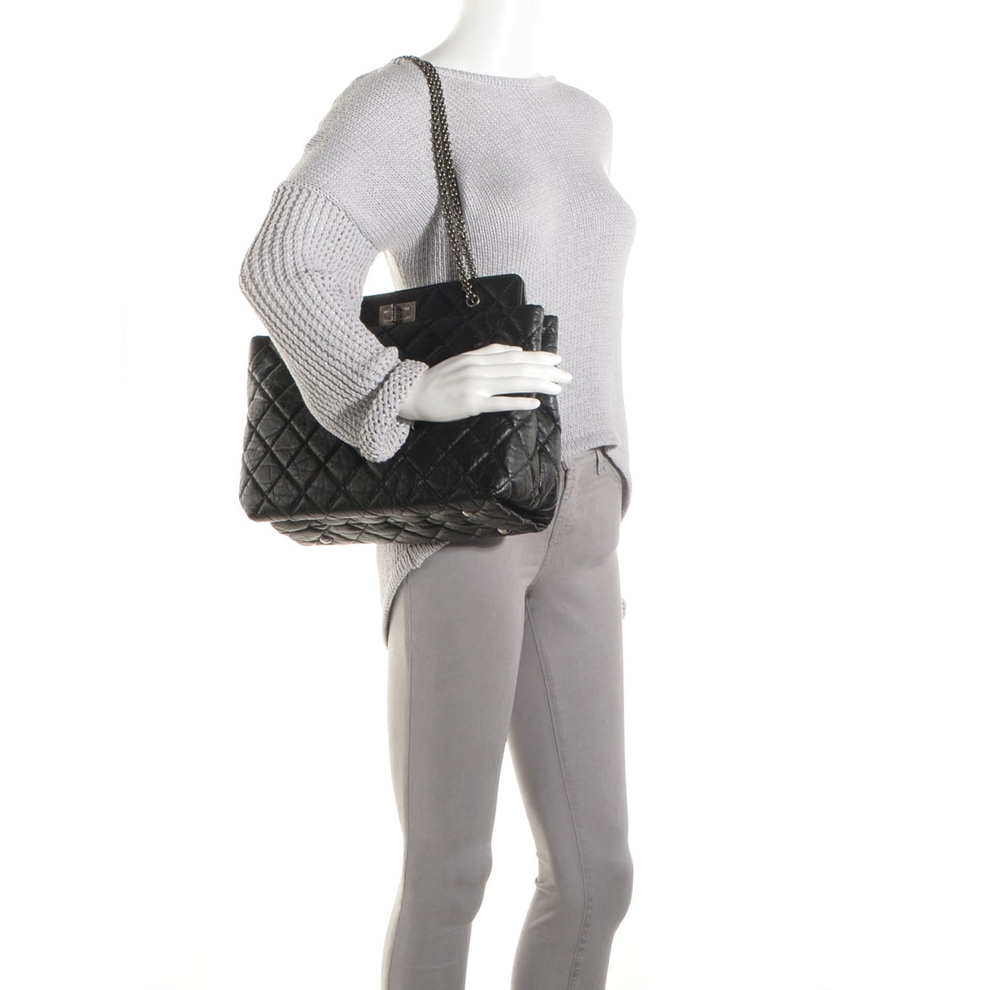 Aged Calfskin Reissue 2.55 Tote Black