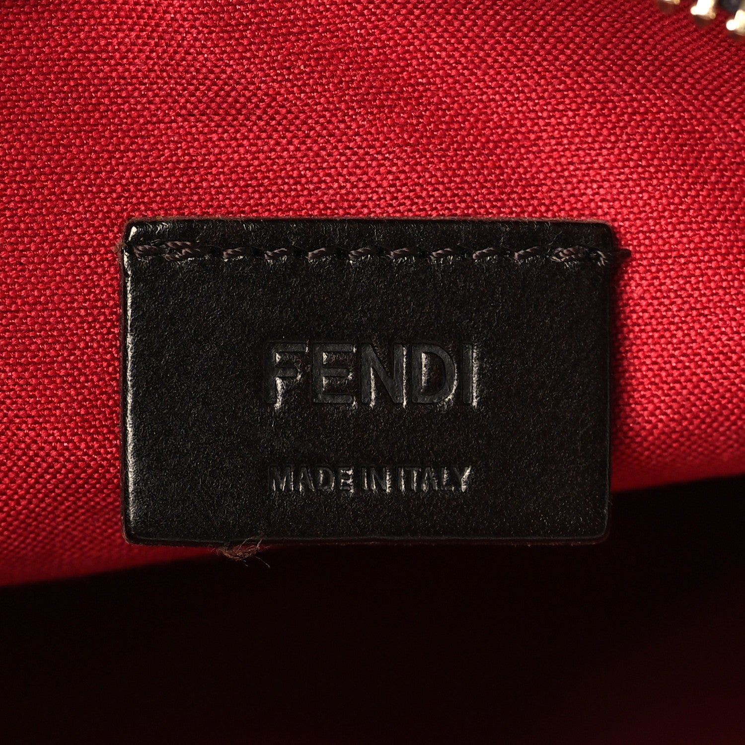 Fendi X FILA Glazed Fabric Vitello Century FF 1974 Mania Pouch Mogano Panna Blueberry 6 of 9