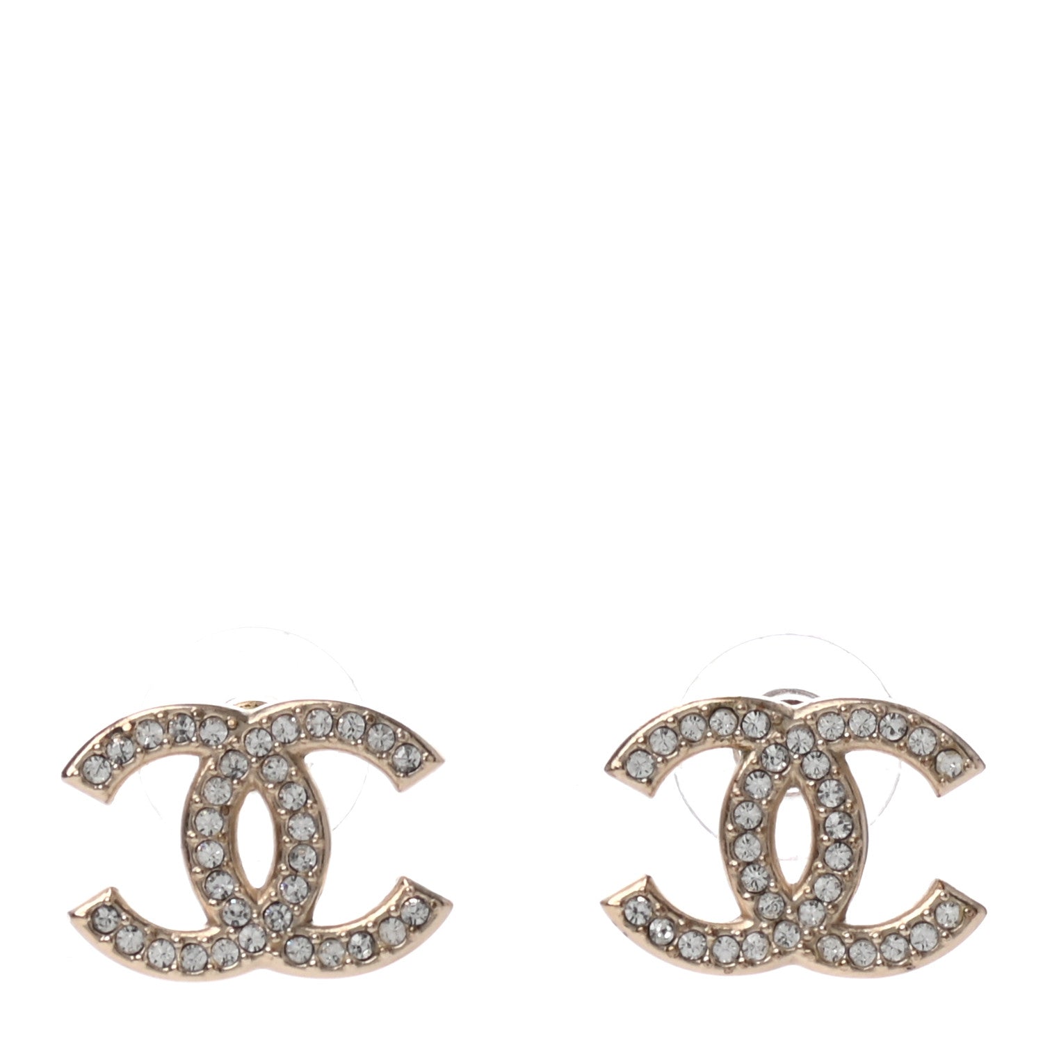 Chanel Crystal CC Earrings Gold 1 of 4