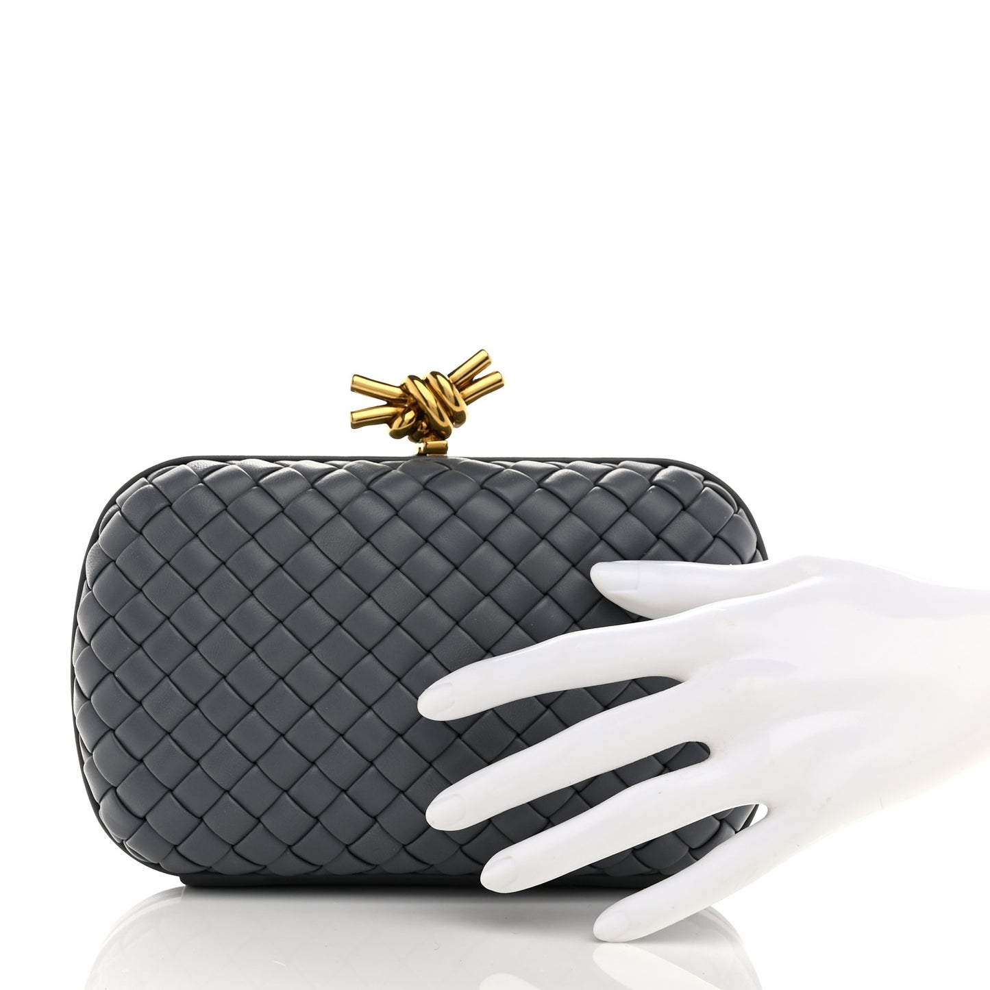 Nappa Intrecciato Minaudiere Knot Clutch Slate